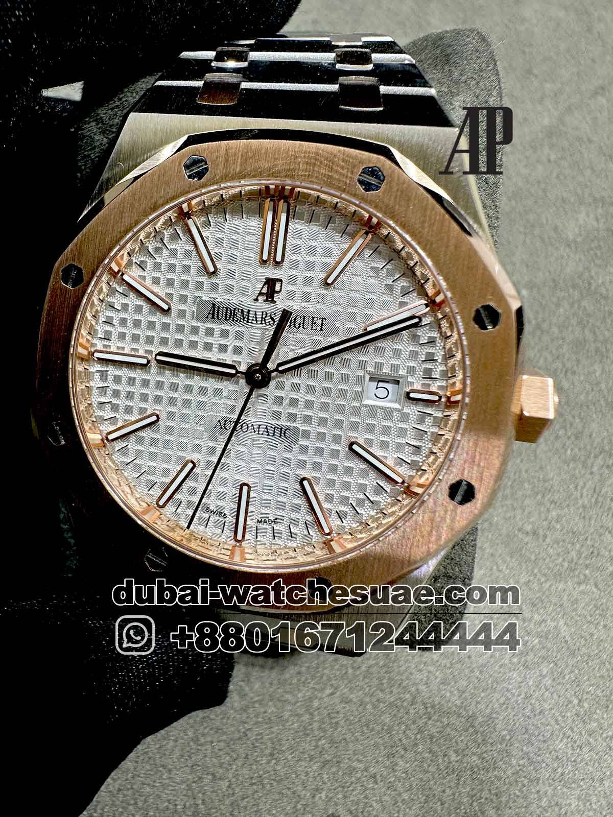 17-a-4.jpg Audemars Piguet Royal Oak? 41 MM White Dial With Two tone Bracelet Copy - Image 1