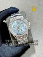 Rolex Daytona 40 mm Ice Blue Dial Stonned Numeric and Stonned Bezel With Oyster Bracelet Copy