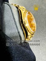 Rolex 36 mm Day date Golden Dial Stoned Numeric With? Flutted Bezel Copy - Image 2