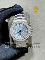 Rolex Daytona 40 mm Ice Blue Dial Stonned Numeric and Stonned Bezel With Oyster Bracelet Copy - Image 2