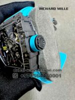 Richard Mille 44.5mm RM35-02 Black Carbon Fiber Light Blue Rubber Strap Black Skeletonized - Image 3