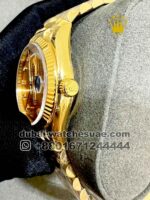 Rolex 36 mm Day date Golden Dial Stoned Numeric With? Flutted Bezel Copy - Image 3