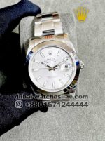 Rolex date just 41 mm Silver dial Stainless steel