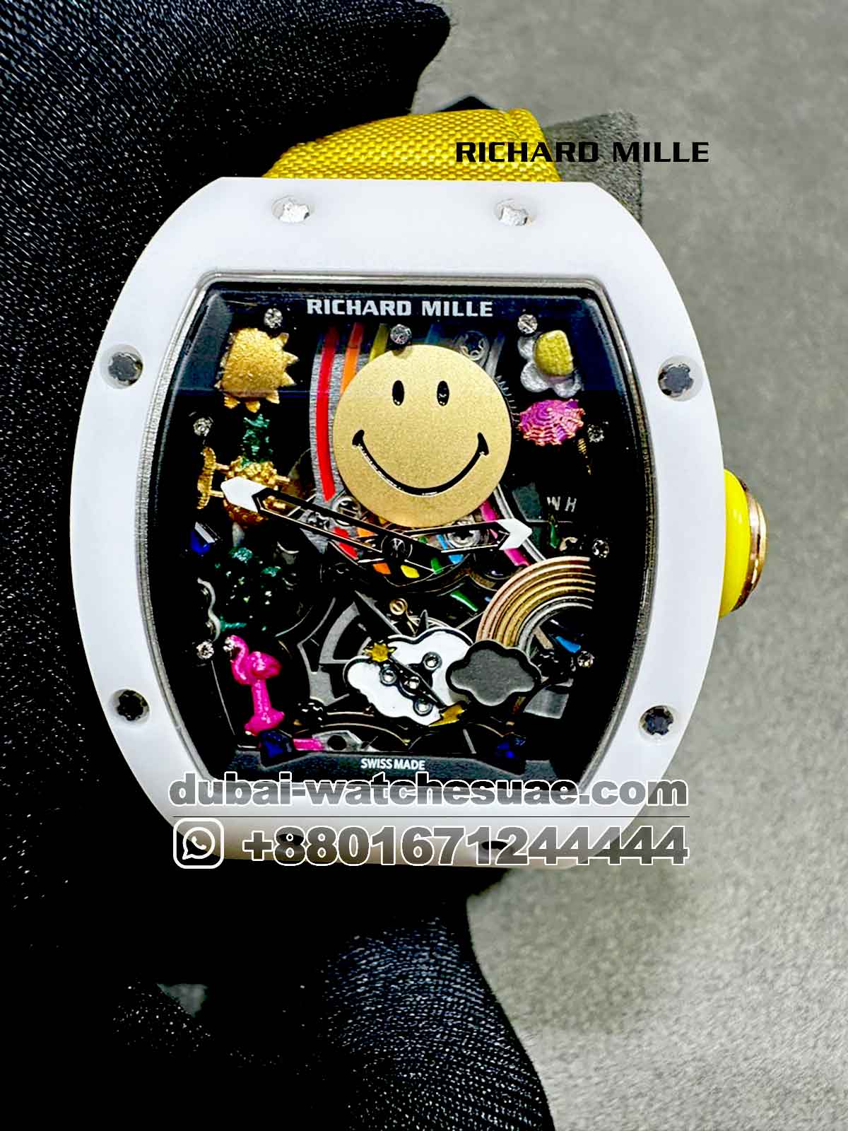 2-a-1-13.jpg Richard Mille RM 88 Smiley With Yellow Fabric Strap Copy - Image 1