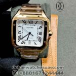 Cartier De Santos White? Dial? With Rose Gold? Bracelet Copy
