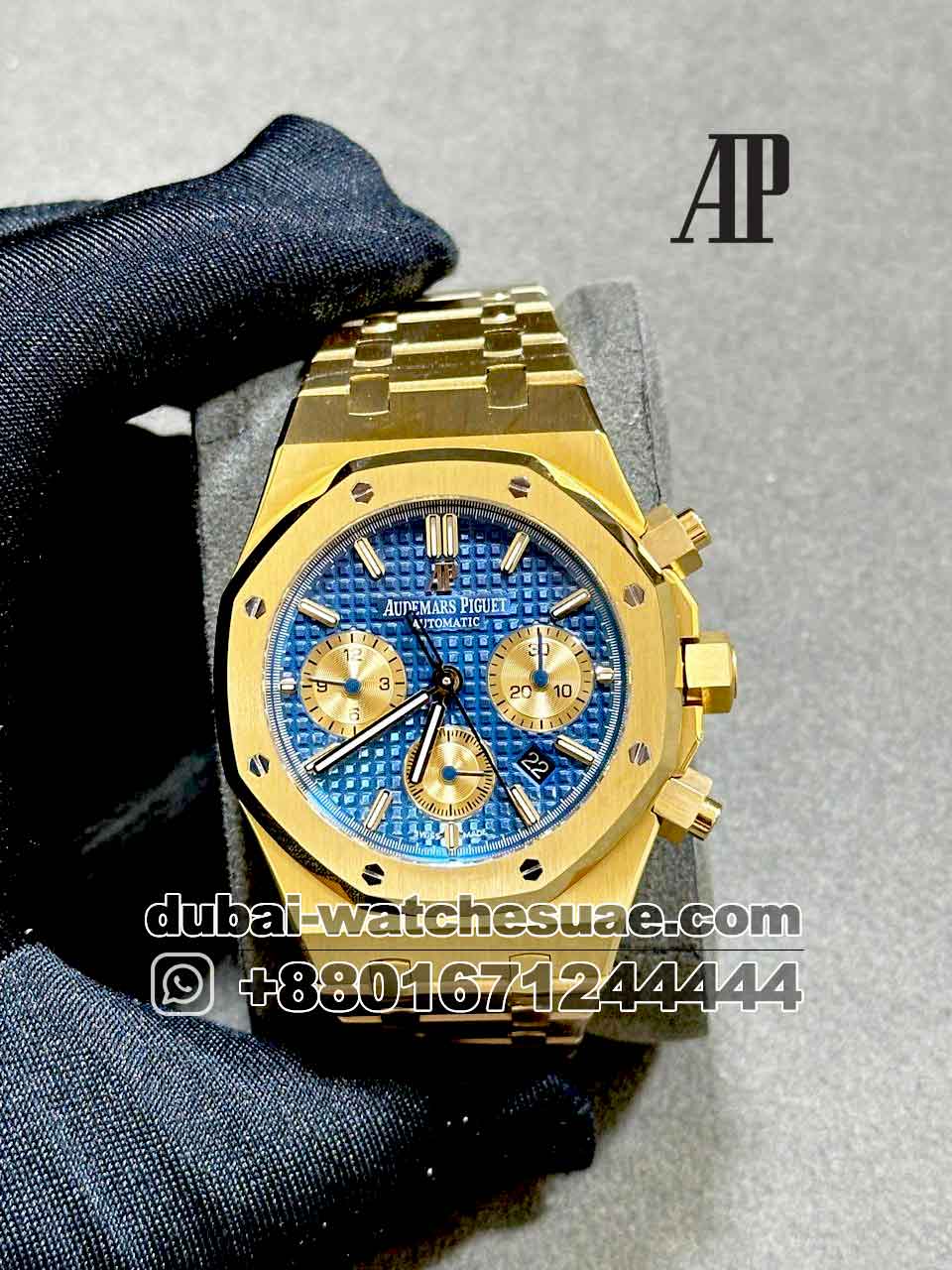 2-a-1-15.jpg Audemars Piguet Royal Oak Offshore Chronograph Blue dial With Gold Sub dial Copy - Image 1