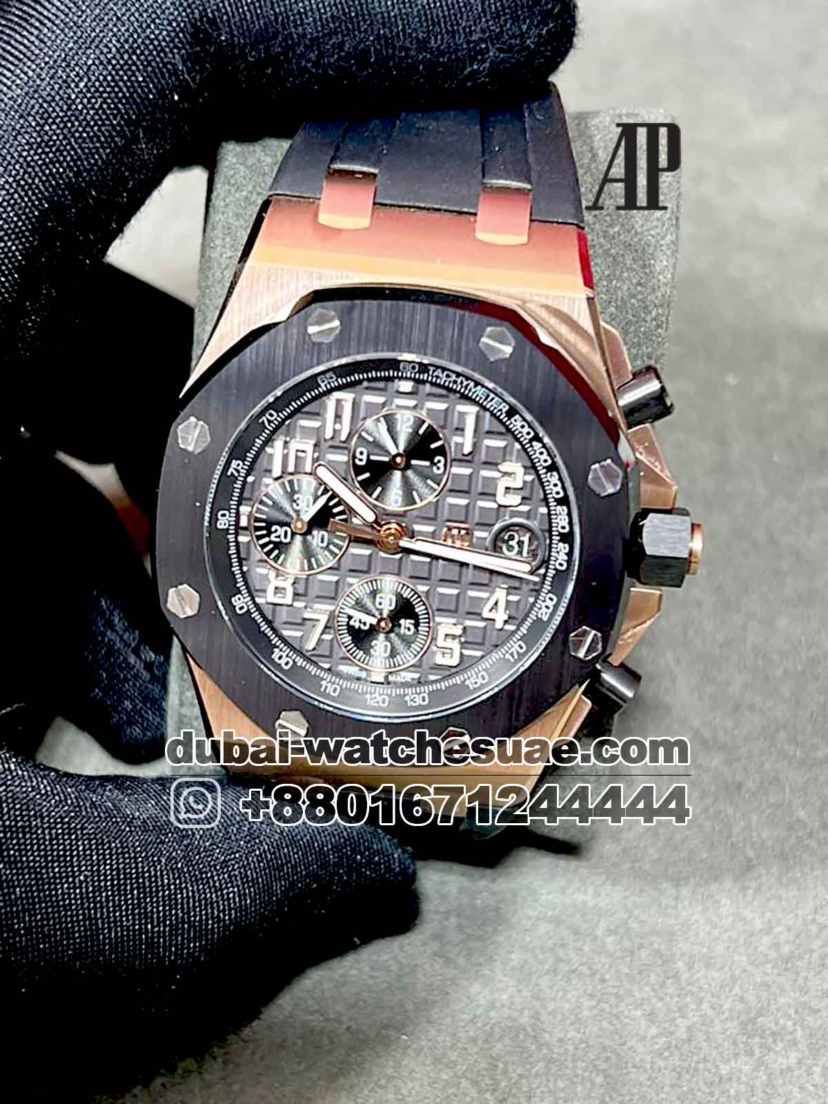 2-a-1-6.jpg Audemars Piguet Royal Oak Offshore Chronograph selfwinding? 26238OK.OO.A002CA.01 Gray Dial Black Bezel Rose Gold Case With Black Rubber Strap - Image 1