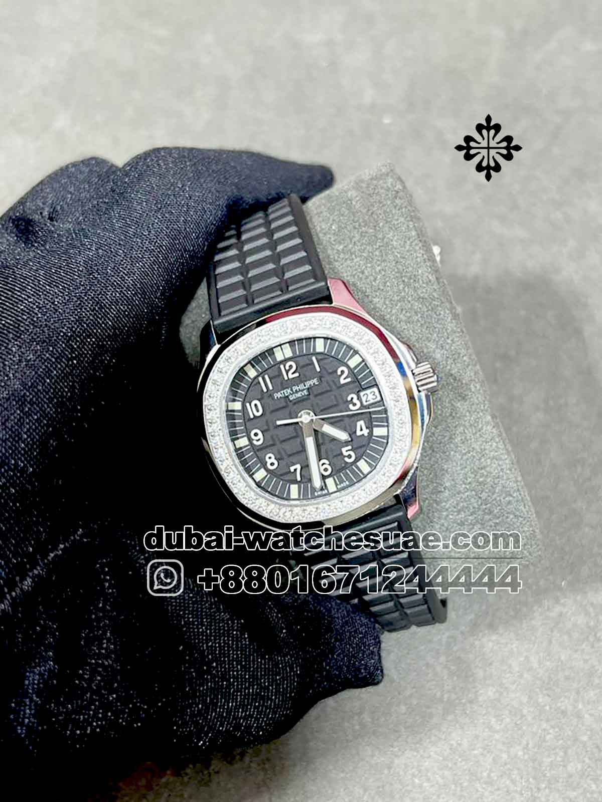 2-a-13.jpg Patek Philippe Ladies 5267/200 A Black Dial With Stoned Bezel and Black Rubber Strap - Image 1