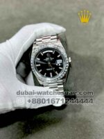Rolex 40 mm Day date , Black Dial ,Stoned Bezel ,President Bracelet