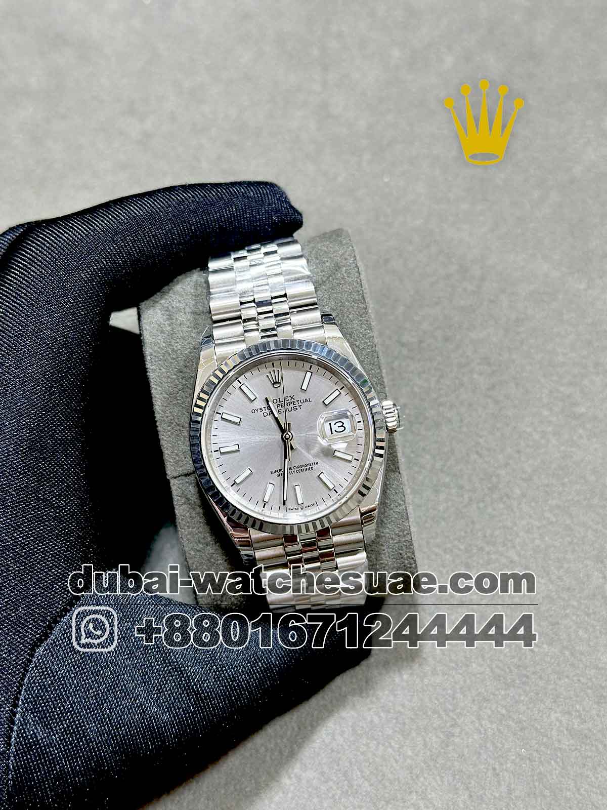 2-a-2-12.jpg Rolex 36 mm Date Just Gray? Dial With? Flutted Bezel Copy - Image 1