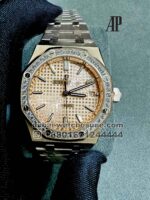 Audemars Piguet Royal Oak 37 mm Rose? Gold Dial Stonned Bezel With Rose Gold Bracelet Copy