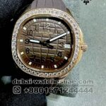 Patek Philippe Aquanaut 5268/200 R With Taupe Dial and Stone Worked Bezel Copy