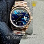 Rolex Day Date 36 mm light blue Dial diamond numeric and Flutted Bezel with Rose Gold Bracelet Copy