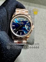 Rolex Day Date 36 mm light blue Dial diamond numeric and Flutted Bezel with Rose Gold Bracelet Copy