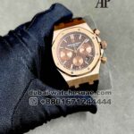 Audemars Piguet Royal Oak Chronograph Rose Gold Dial With Brown Leather Strap