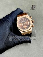 Audemars Piguet Royal Oak Chronograph Rose Gold Dial With Brown Leather Strap