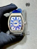 Franck Muller Vanguard? V45 Crazy Hours? White? Dial With Blue Numeral and Blue? Crocodile Leather Strap Copy