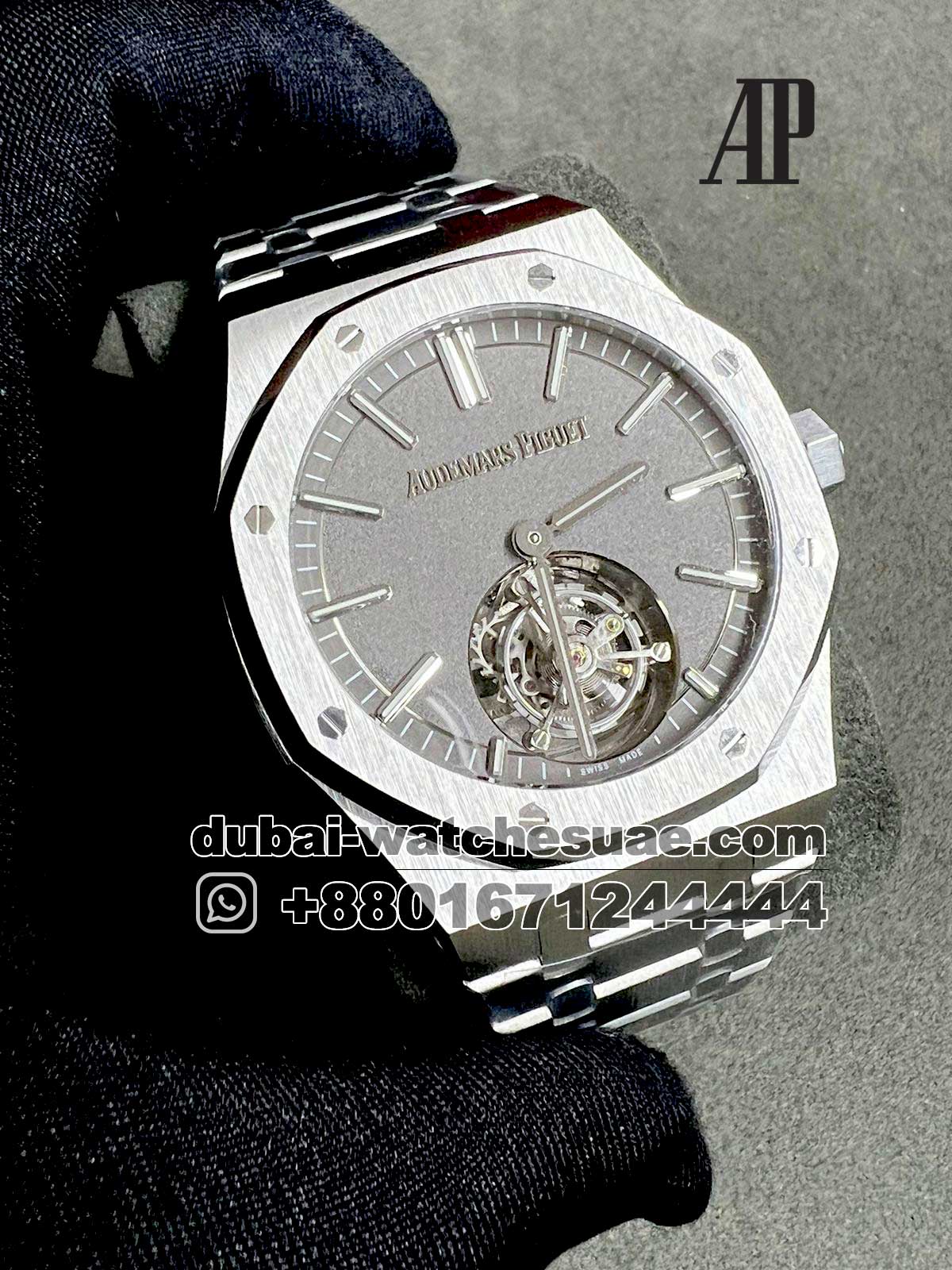 2-a-8.jpg Royal Oak Self-Winding Flying Tourbillon Titanium Grey Dial Steel Bezel And Bracelet - Image 1