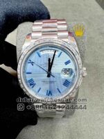 Rolex 40 mm Day date  Blue Roman? numeral With Stoned Bezel