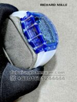 Richard Mille RM52 Skull Tourbillon Blue Sapphire With White Strap Copy - Image 2