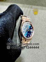 Rolex Day Date 36 mm light blue Dial diamond numeric and Flutted Bezel with Rose Gold Bracelet Copy - Image 2