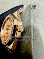 Audemars Piguet Royal Oak 37 mm Rose? Gold Dial Stonned Bezel With Rose Gold Bracelet Copy - Image 3