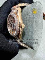 Rolex 36 mm Day Date Rose Gold Stoned Dial With Stoned Bezel Rainbow Stoned Numeric President Bracelet Copy - Image 3