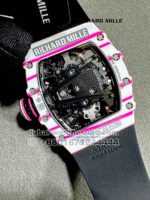 Richard Mille RM 38-02 Tourbillon Super Slim White and Pink With Black Rubber Strap Copy - Image 5
