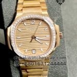 Patek Philippe Ladies 35 mm Rose Gold Dial Stoneworked Bezel