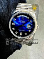 Rolex 36 mm Day Date Blue? Dial Stoned? Numeric With? Flutted Bezel Copy