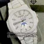 Patek Philippe Fully Iced Out Moonphase White Dial