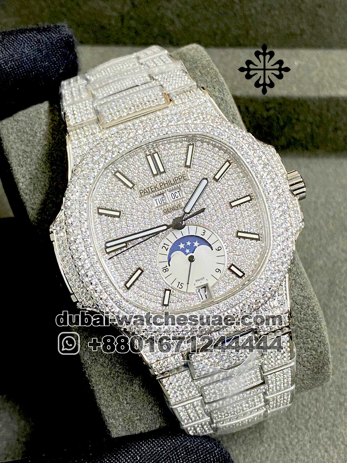 21.1-1.jpg Patek Philippe Fully Iced Out Moonphase White Dial - Image 1