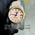 Rolex 31 mm Date Rose Gold Dial? With Stoned? Numeric Plain Bezel? Jubilee Two Tone Bracelet Copy