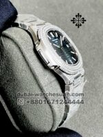 Patek Philippe Iced Out Blue Dial Stainless Steel with Stonework - Image 2