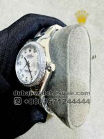 Rolex 31 mm Date White Mother Of Pearl Dial? With Stoned Numeric Stonned? Bezel? Oyster Bracelet Copy - Image 3