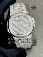 Patek PhilippeFully  Iced Out Date White Dial Iced Bracelet