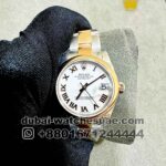 Rolex 31 mm Date White? Dial? With Roman Numeric Plain rose Gold? ? Bezel? Two Tone Oyster Bracelet Copy