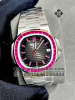 Patek Philippe Nautilus | 5711/112P | Platinum Black Dial with  Rubies Bezel