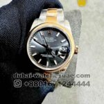 Rolex 31 mm date just Gray Dial Rose Gold Plain Bezel with Two Tone Oyster? ?Bracelet Copy