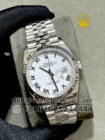 Rolex 36 mm Date Just White? Dial With? Roman Numeric and Flutted Bezel Copy