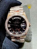 Rolex 36 mm Day date Rose Gold Eisenkiesel dial With Roman Numeral Copy