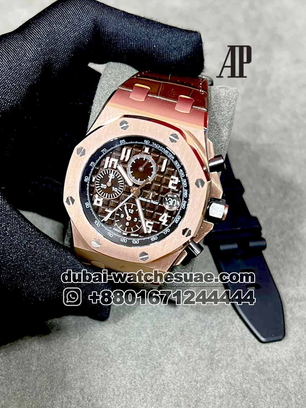 3-a-2-4.jpg Audemars Piguet Royal Oak Offshore Chronograph selfwinding? Ref: 264700R.OO.A125CR.01 Black Dial rose Gold Bezel With Brown Leather Strap - Image 1