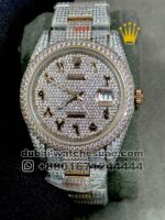 ROLEX DATEJUST 41 OYSTER FULLY ICED OUT White Stoned WITH ARABIC NUMERALS Copy