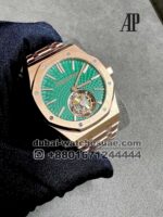 Royal Oak Self-Winding Flying Tourbillon  Green Dial Rose  Gold  Bezel  And Bracelet