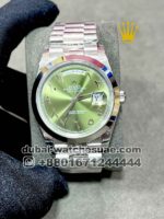 Rolex 40 mm Day date , Green face Rare 228206, Arabic dial,Plain Bezel