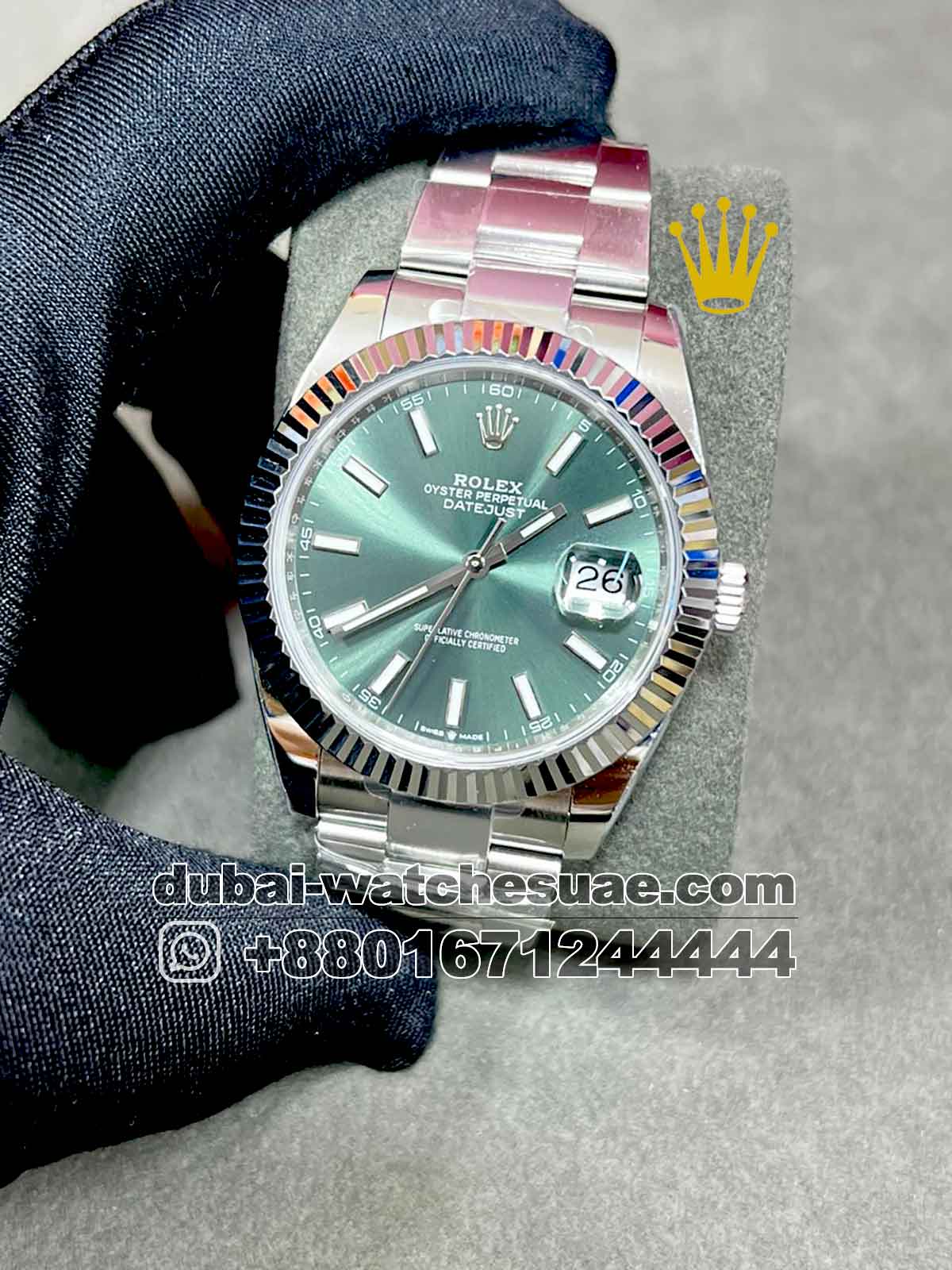 3-a-7.jpg Rolex 41 mm Date Just , Olive Green face,Oyster Bracelet,Superclone - Image 1