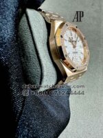 Audemars Piguet Royal Oak 37 mm White Dial White Stonned Bezel With Rose Gold Bracelet Copy - Image 2