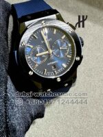 Hublot Classic Fusion Chronograph Black Bezel? With? Blue Rubber Strap Copy