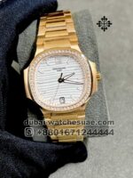 Patek Philippe Ladies  35 mm White?Dial Rose gold Stoned Bezel