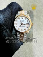 Rolex 31 mm date just White? Dial Stone Numeric ,Plain Rose Gold Bezel with Two Tone Jubilee? Bracelet Copy